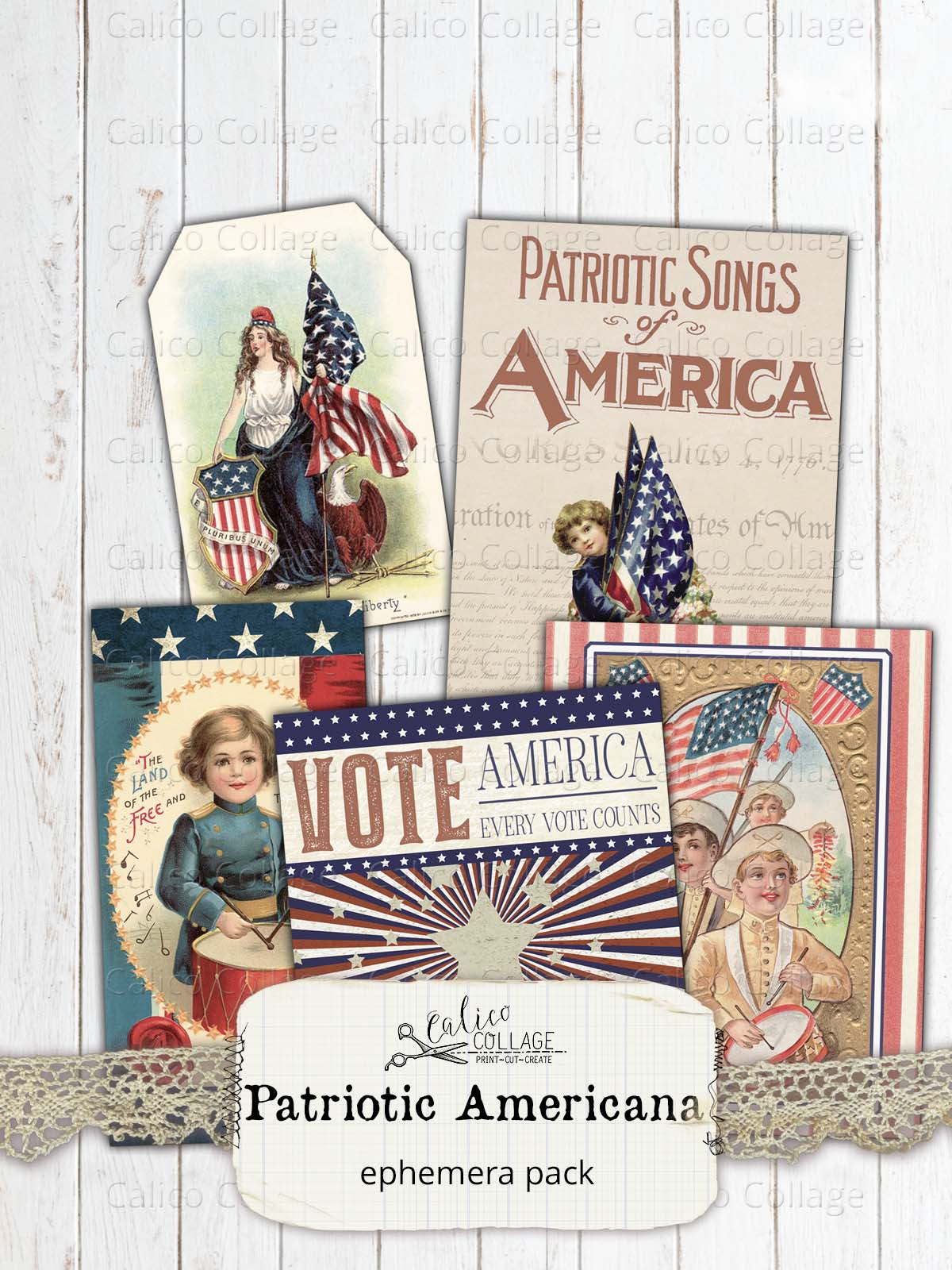 Patriotic Americana Junk Journal Ephemera