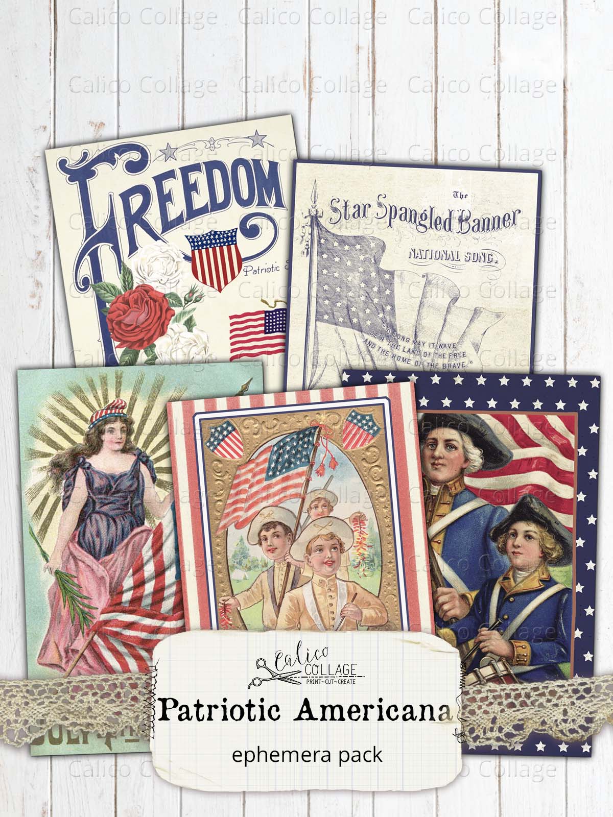 Patriotic Americana Junk Journal Ephemera – CalicoCollage
