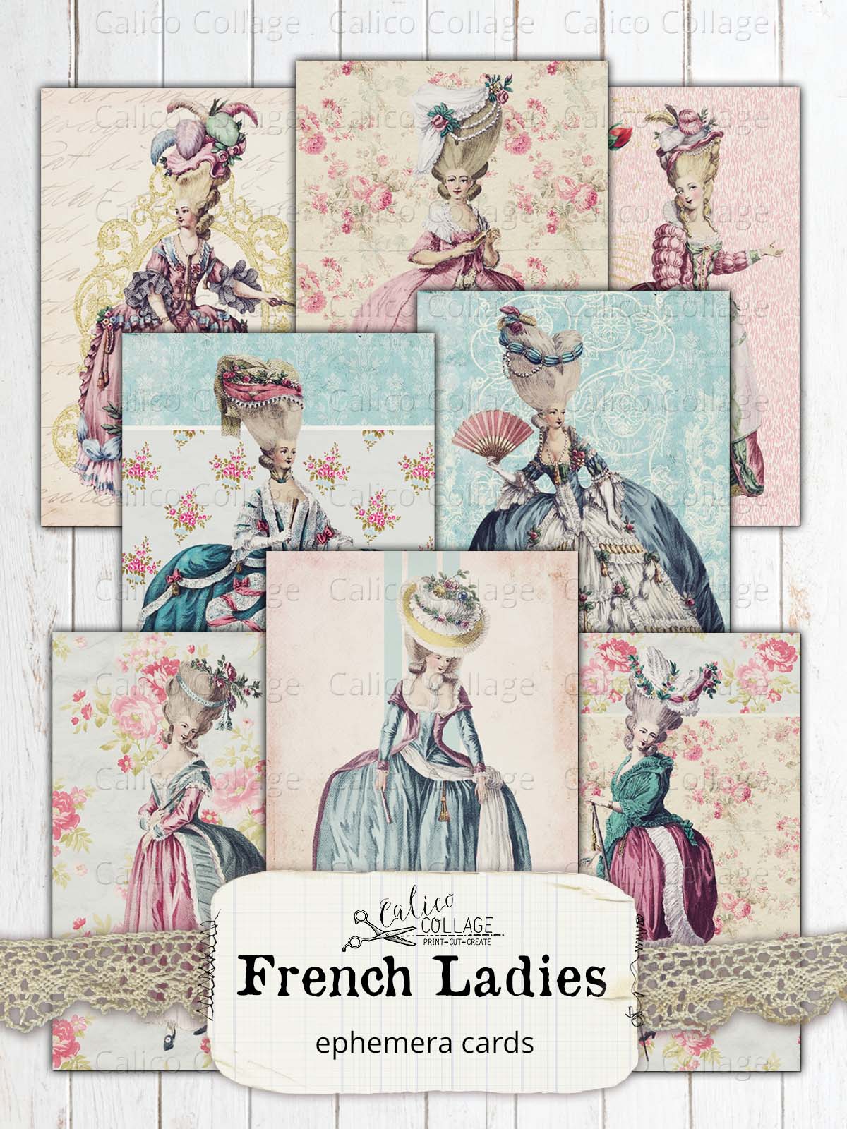French Ladies Ephemera Pack for Junk Journals, Take Me to Paris