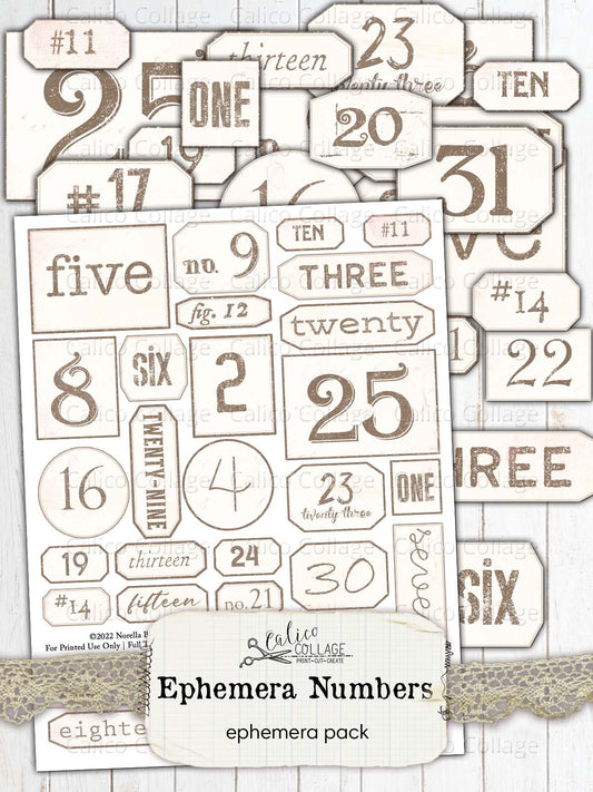 Ephemera Numbers Junk Journal Printable