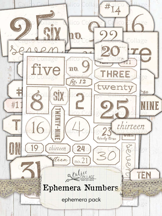 Ephemera Numbers Junk Journal Printable