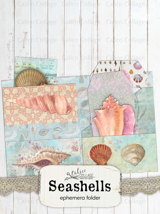 Beach Ephemera Folder, Junk Journal Printable