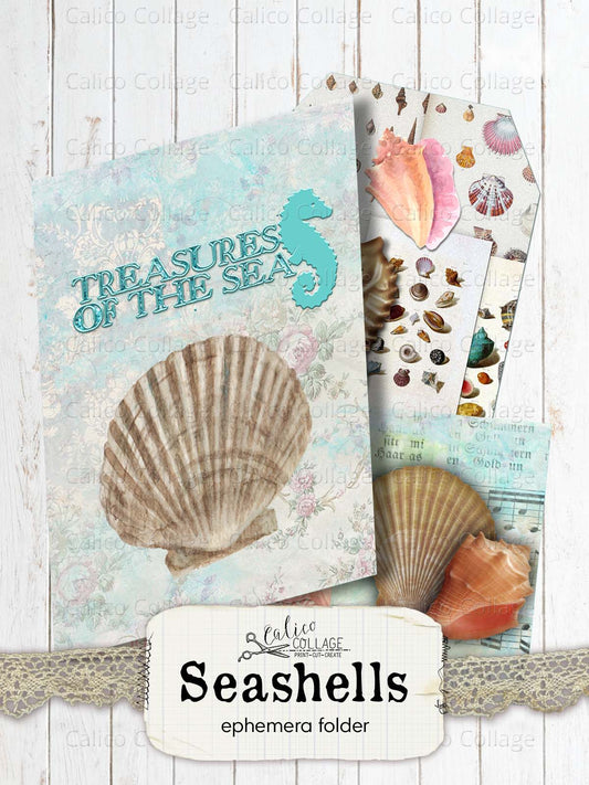 Beach Ephemera Folder, Junk Journal Printable