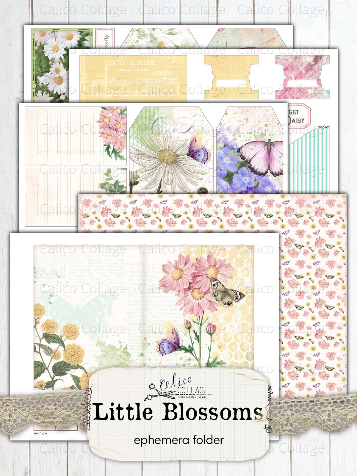 Little Blossoms Ephemera Folder, Daisy Junk Journal Printables