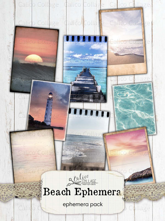 Beach Ephemera Polaroids, Junk Journal Printables