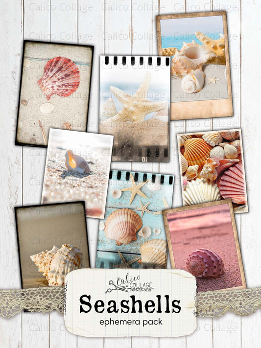Seashells Polaroids, Junk Journal Printables