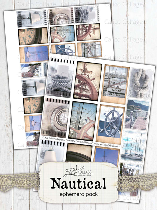 Nautical Polaroids and Film Cards, Junk Journal Supplies