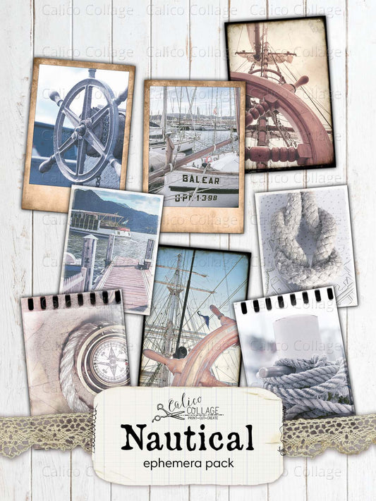 Nautical Polaroids and Film Cards, Junk Journal Supplies