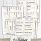 Summer Dictionery Words, Junk Journal Printable
