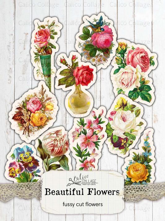 Flower Fussy Cuts, Junk Journal Printable
