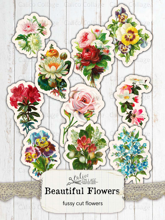 Flower Fussy Cuts, Junk Journal Printable