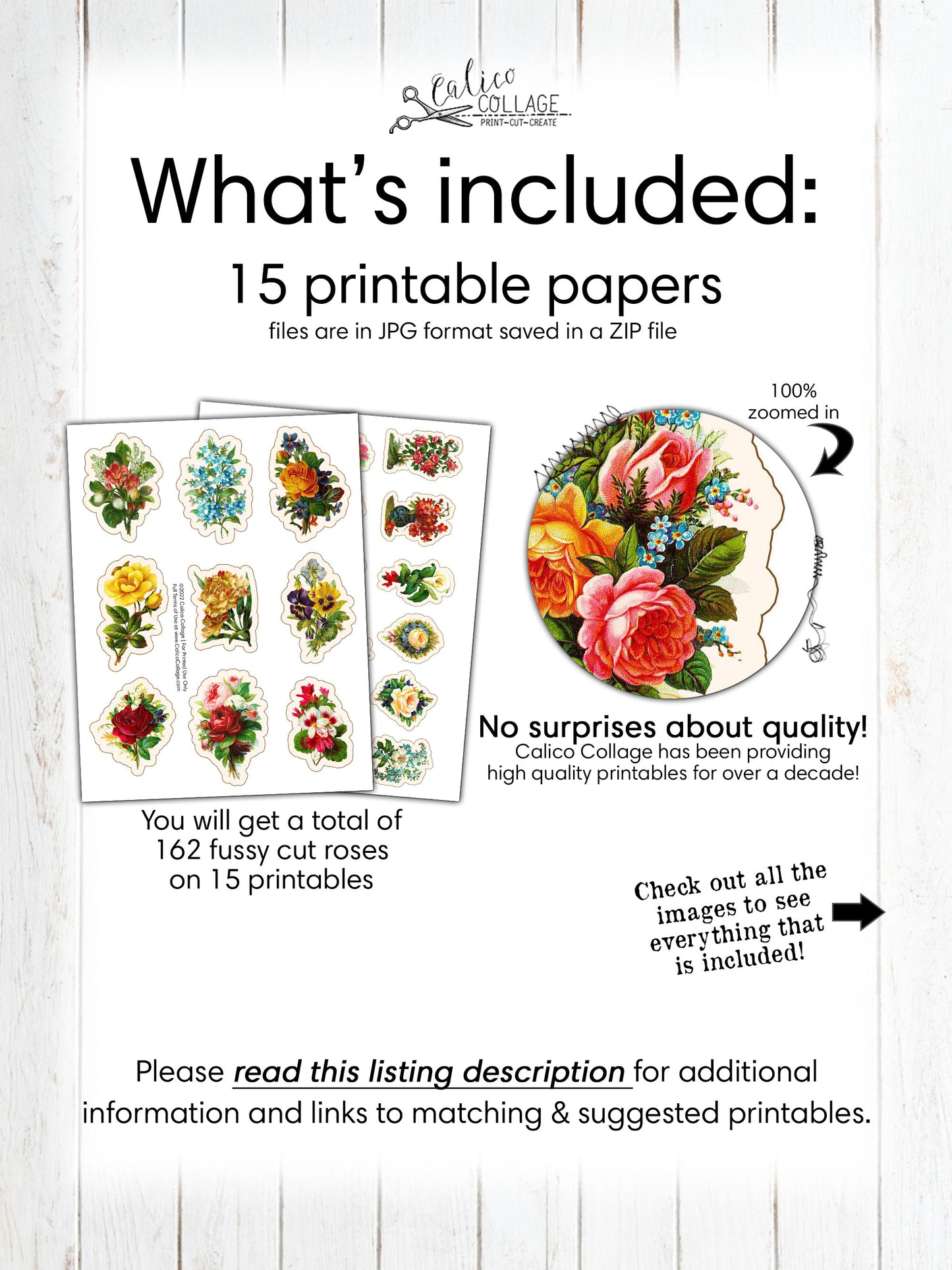 Flower Fussy Cuts, Junk Journal Printable