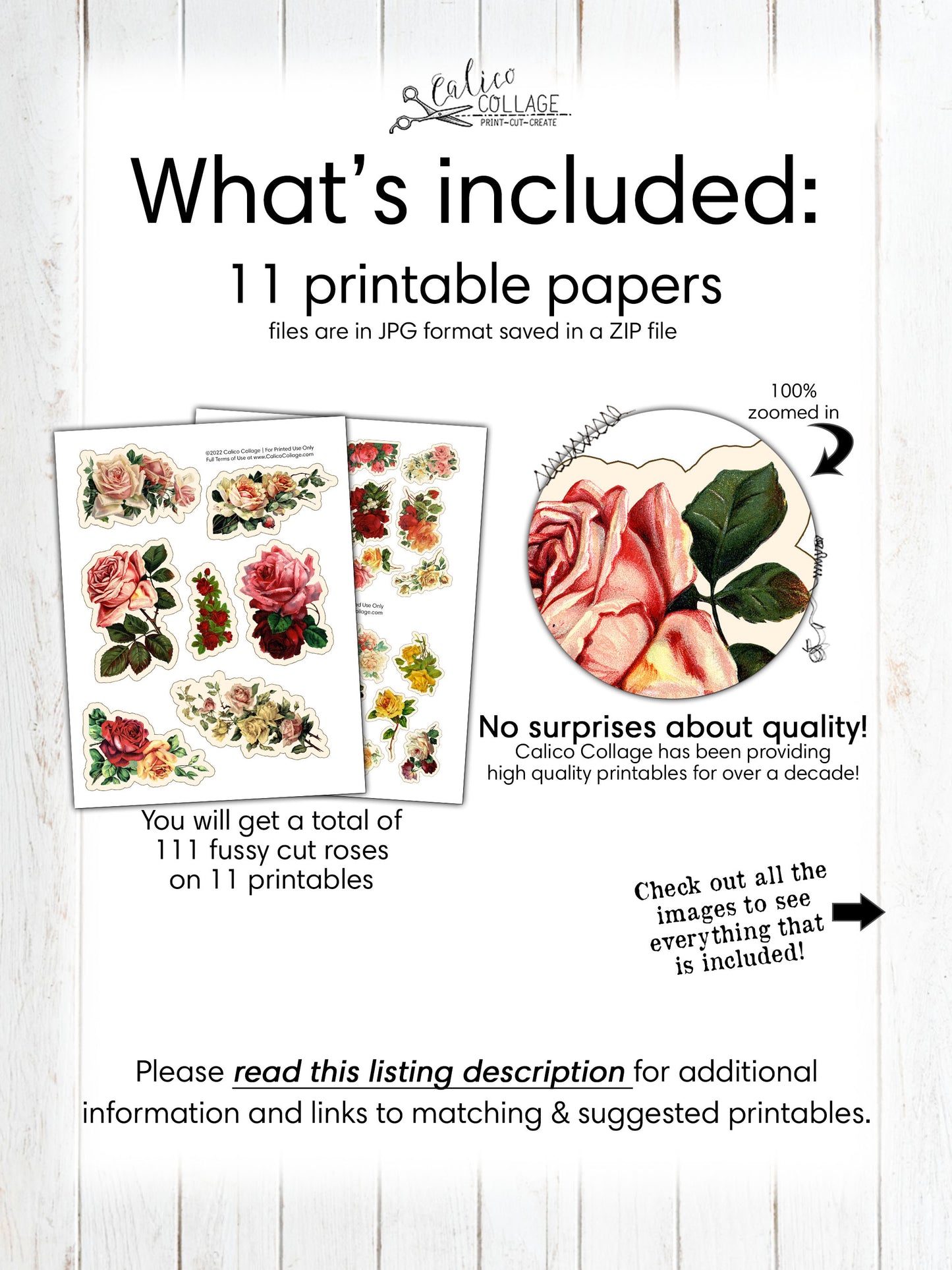 Fussy Cut Victorian Roses, Junk Journal Printable