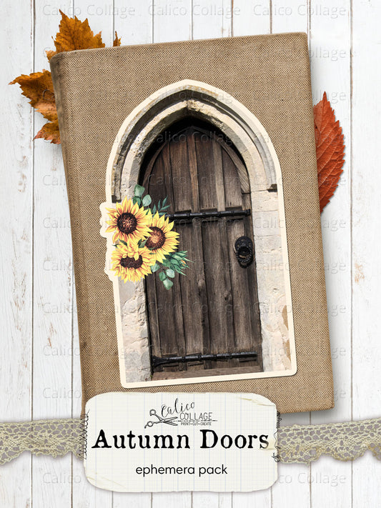 Autumn Wooden Doors, Junk Journal Printable