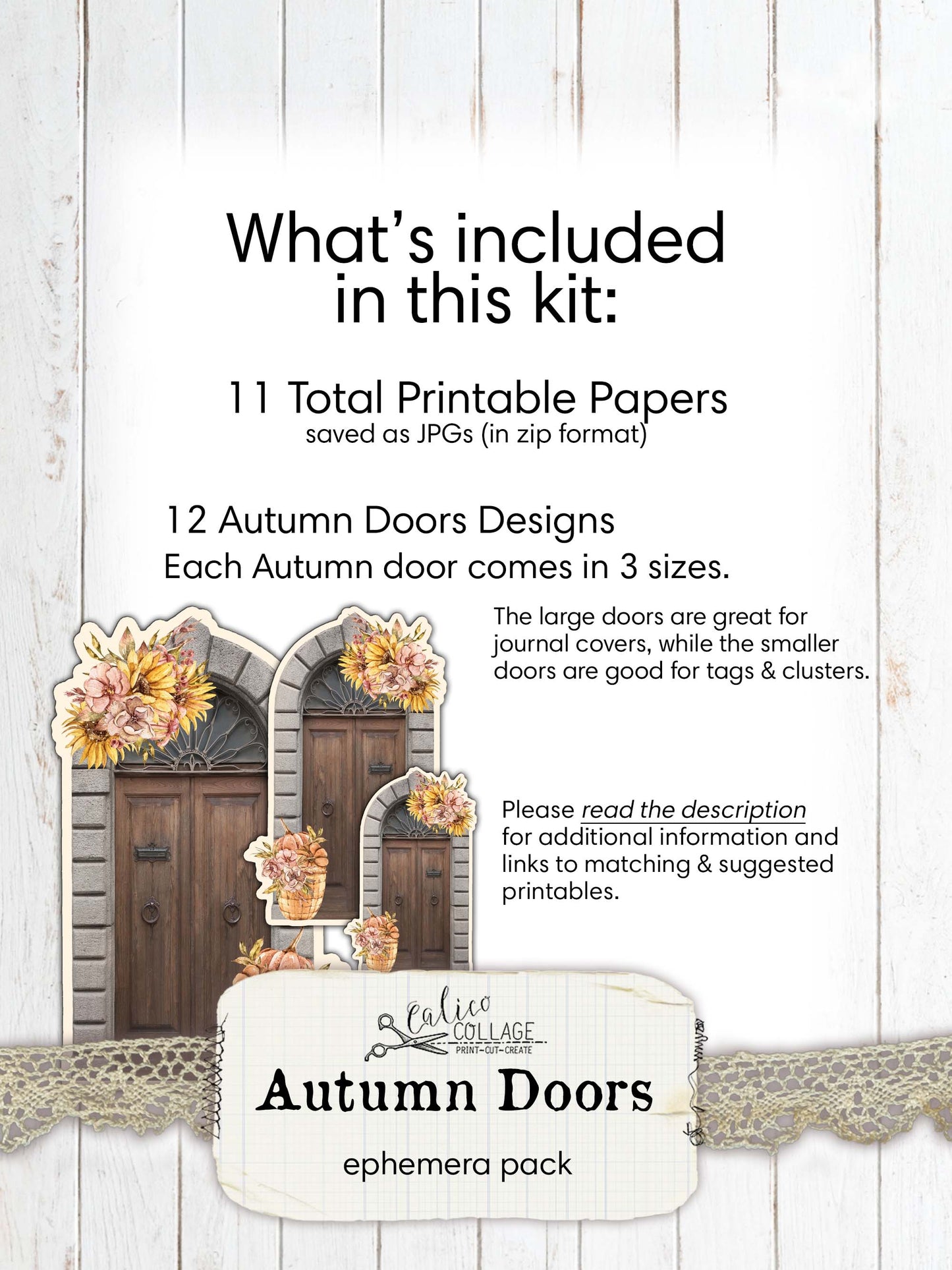 Autumn Wooden Doors, Junk Journal Printable