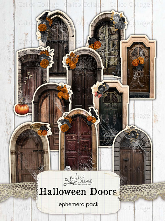 Halloween Wooden Door, Junk Journal Printable