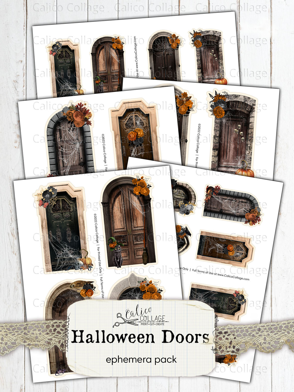 Halloween Wooden Door, Junk Journal Printable