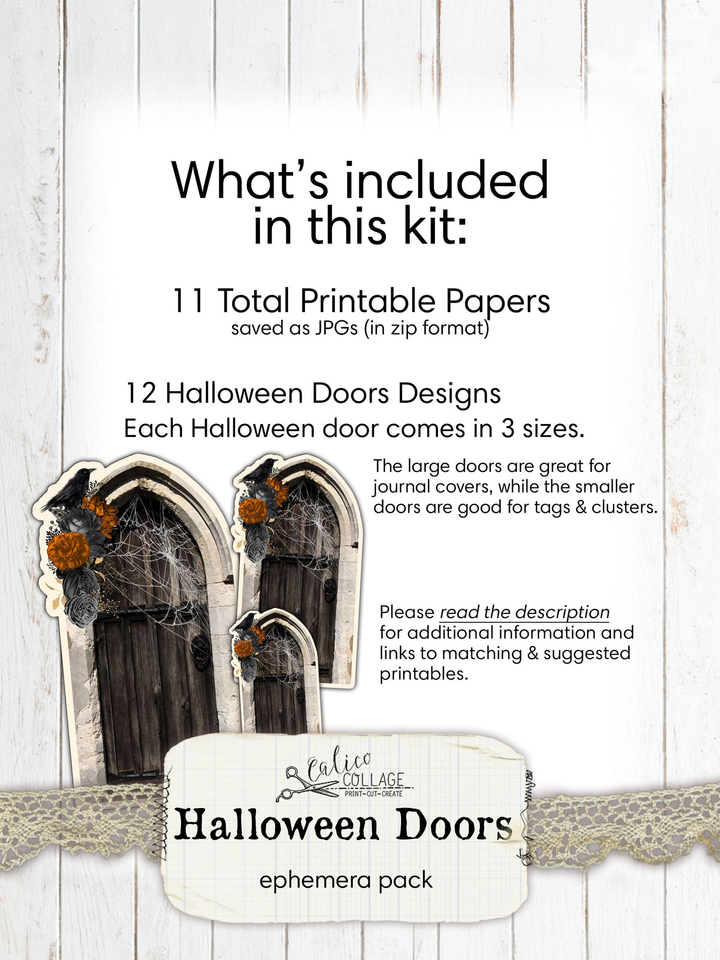 Halloween Wooden Door, Junk Journal Printable