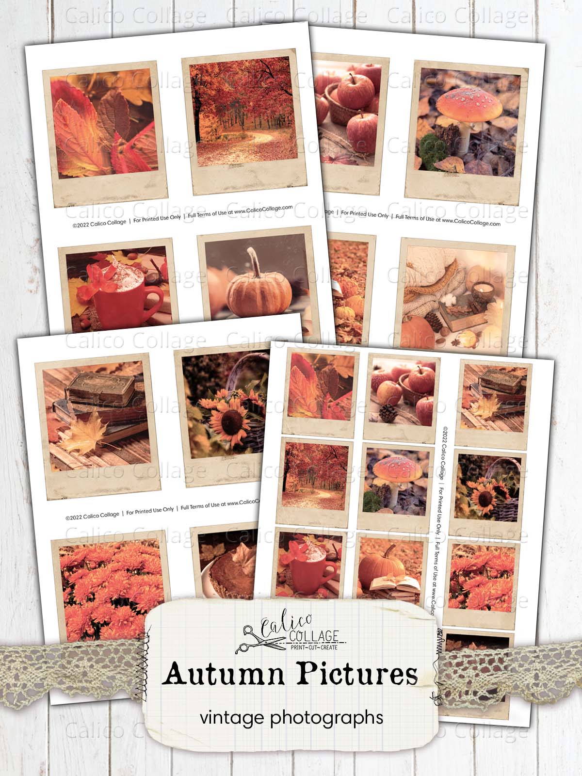 Vintage Autumn Photographs, Junk Journal Printable
