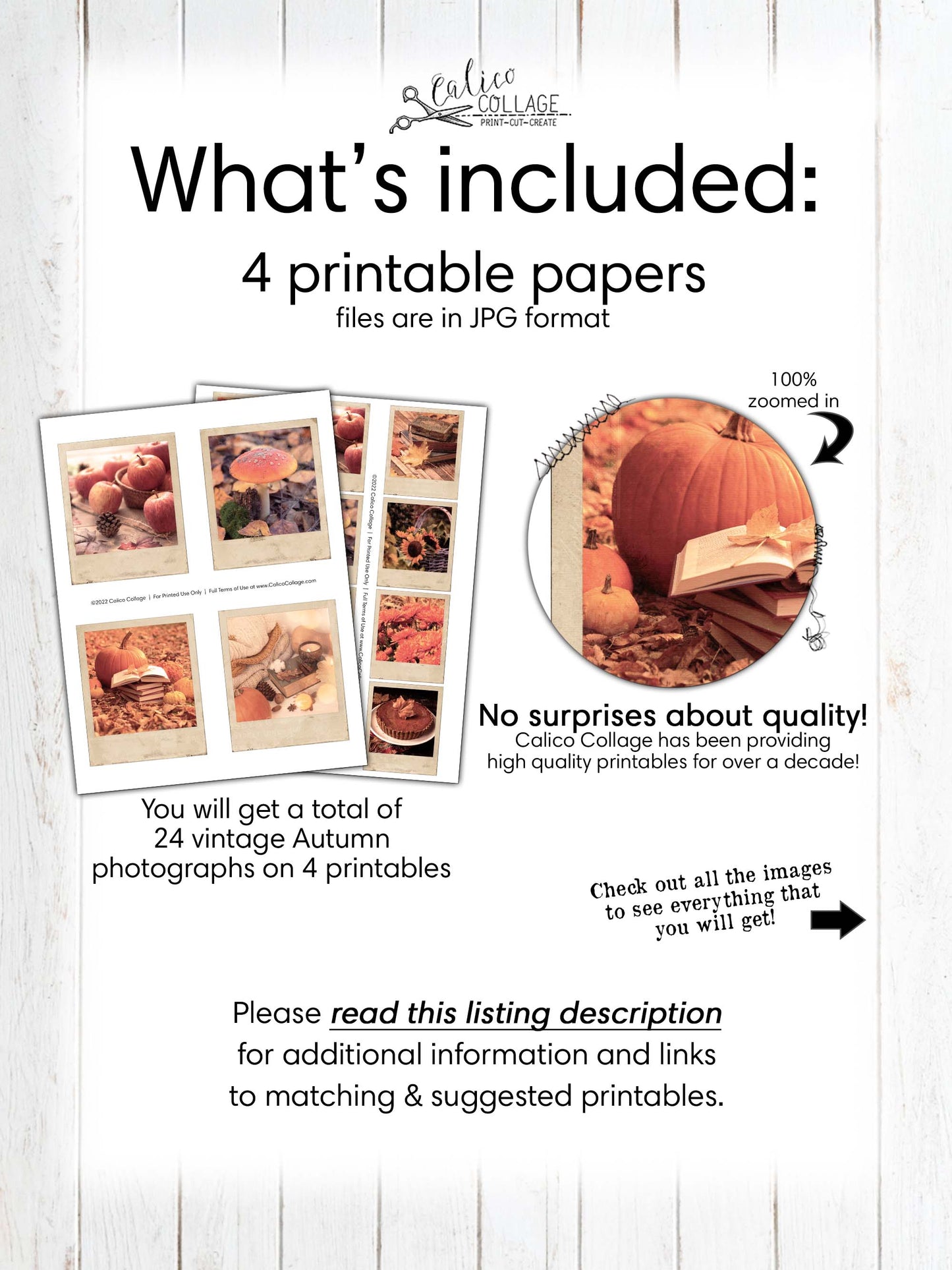 Vintage Autumn Photographs, Junk Journal Printable
