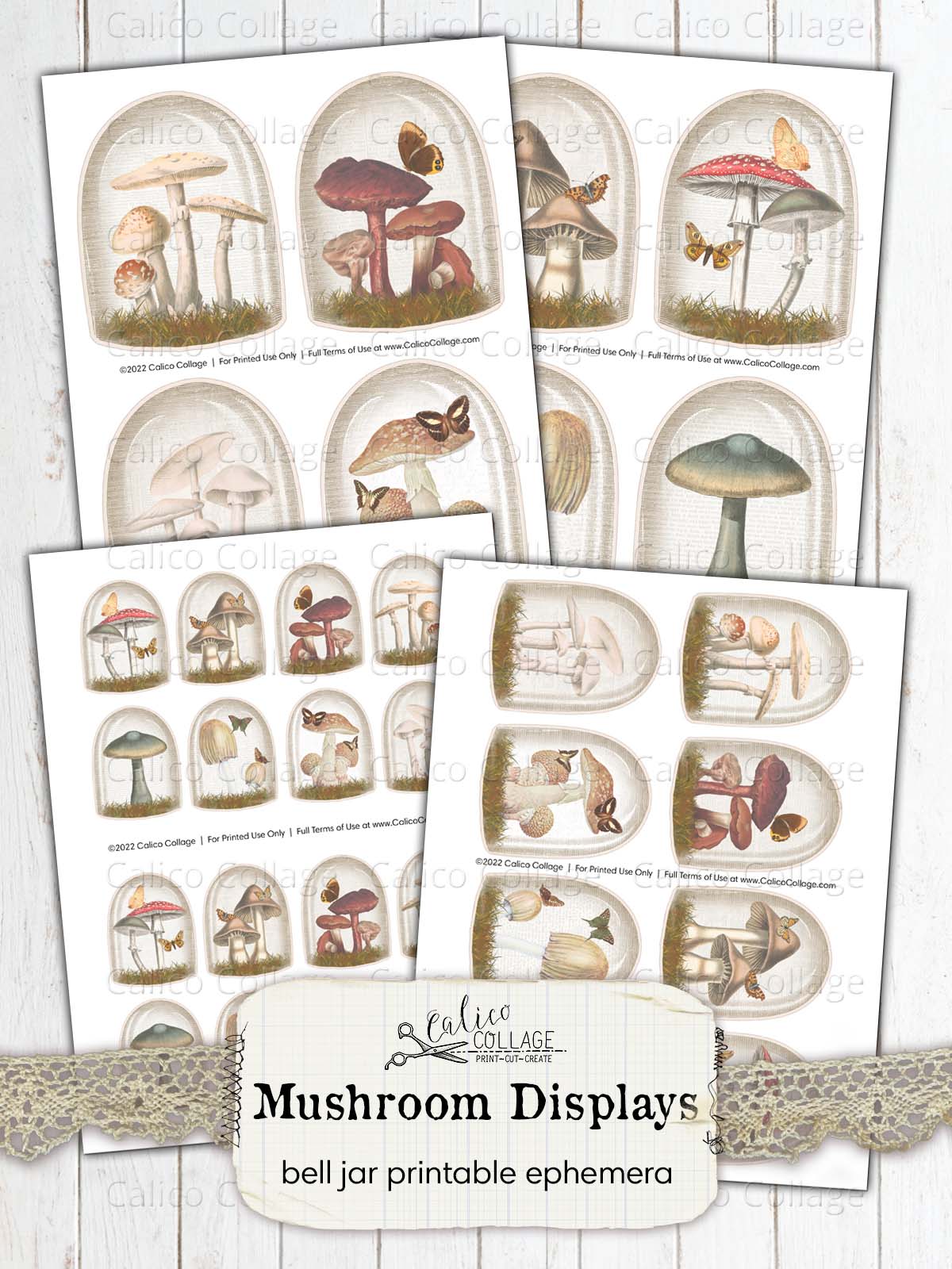 Mushroom Bell Jar Junk Journal Printable