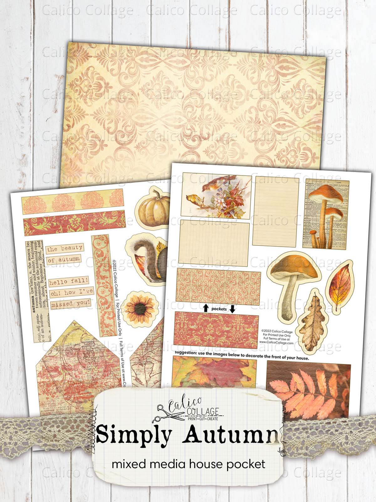 Autumn Junk Journal Pocket, Junk Journal Printable