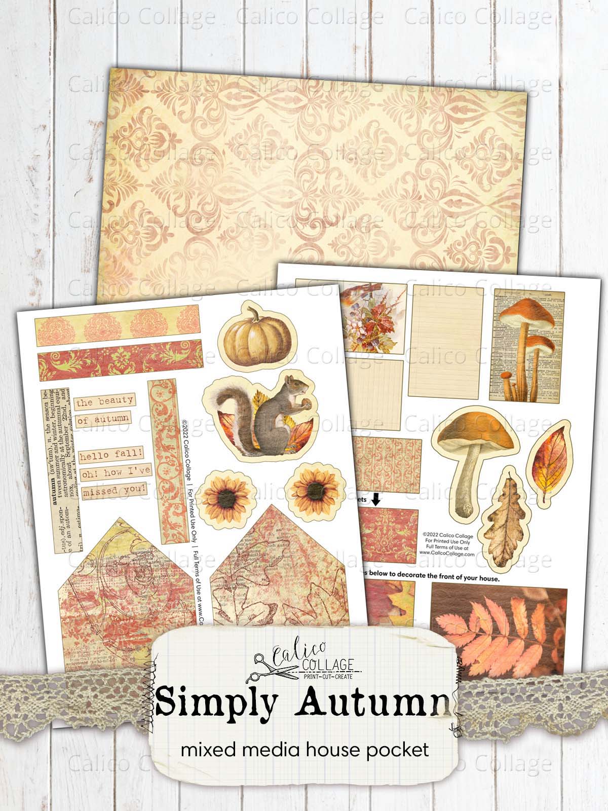 Autumn Junk Journal Pocket, Junk Journal Printable