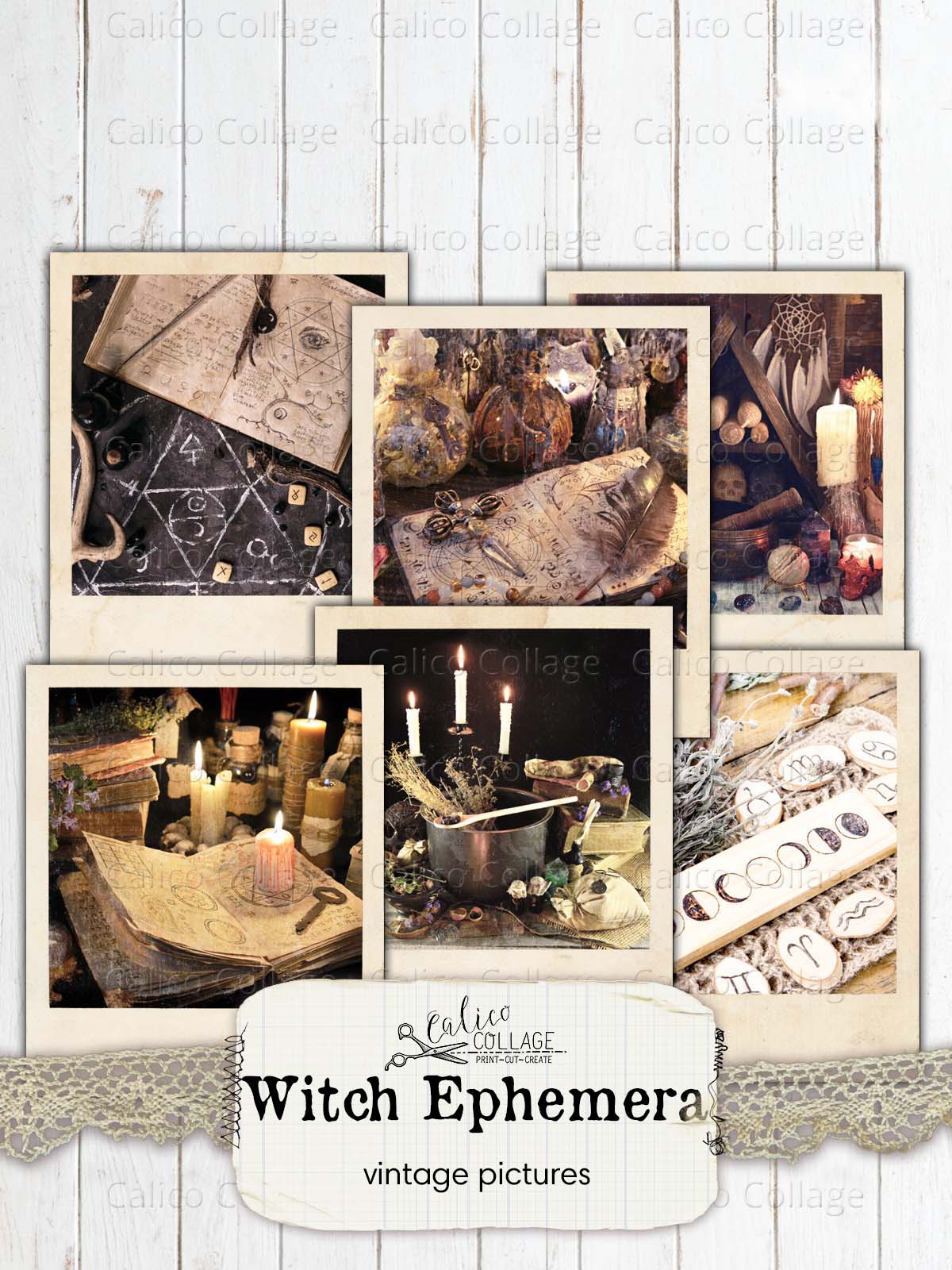 Junk Journal Witch Photographs, Junk Journal Printable Ephemera