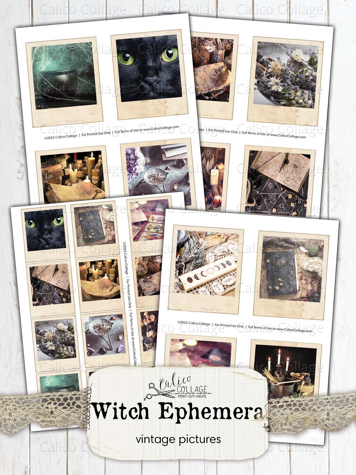 Junk Journal Witch Photographs, Junk Journal Printable Ephemera