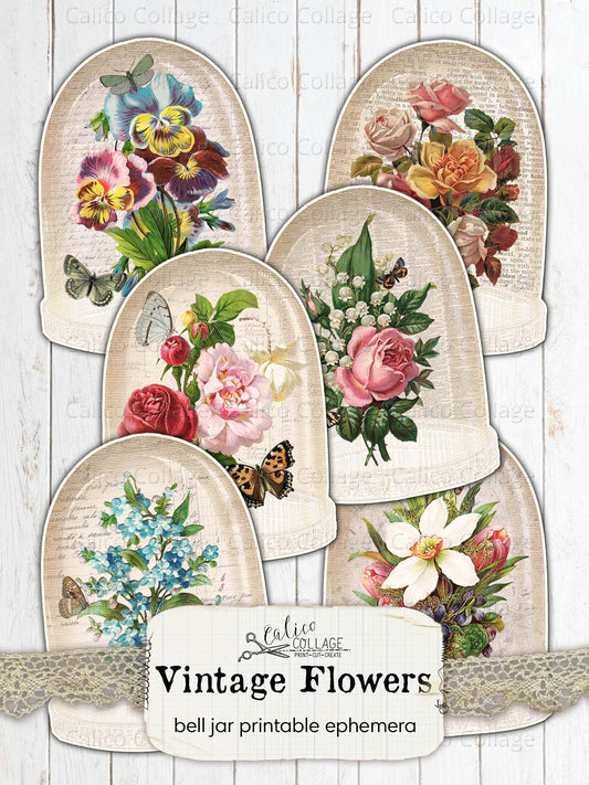 Flower Bouquet Bell Jar Junk Journal Printable