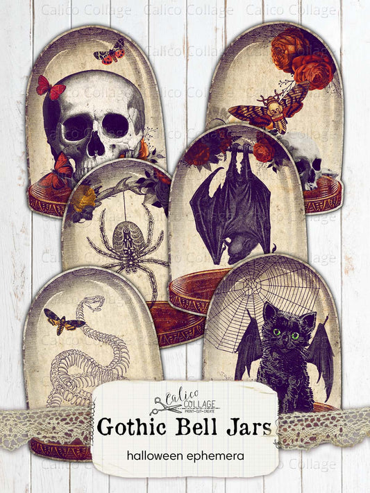 Halloween Bell Jar Tags, Junk Journal Printable