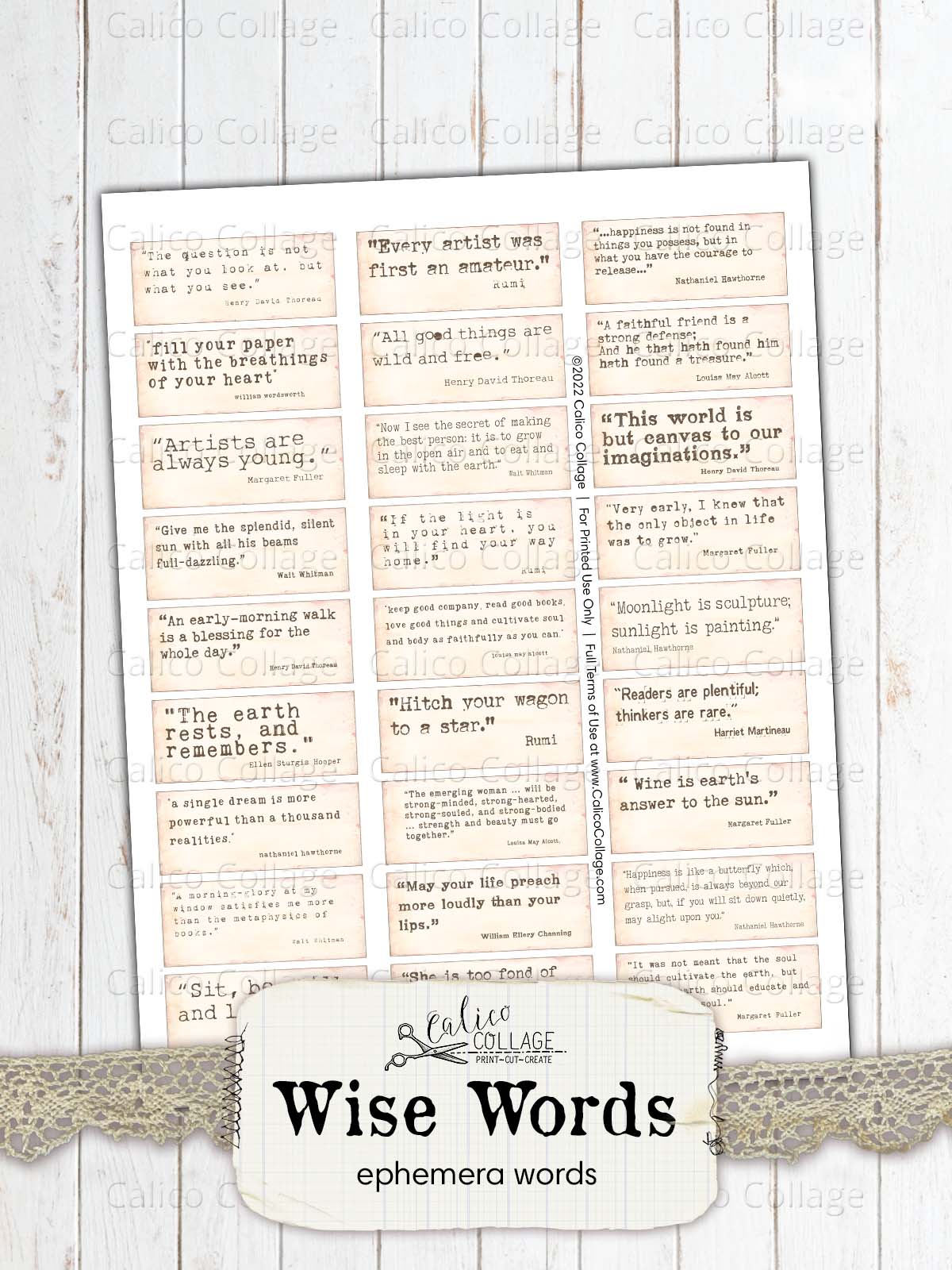 Inspirational Quotes, Wise Ephemera Words, Junk Journal Printable