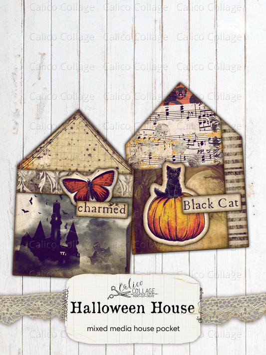 Halloween Junk Journal Pocket, Halloween Ephemera