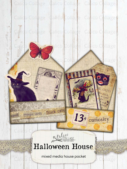 Halloween Junk Journal Pocket, Halloween Ephemera