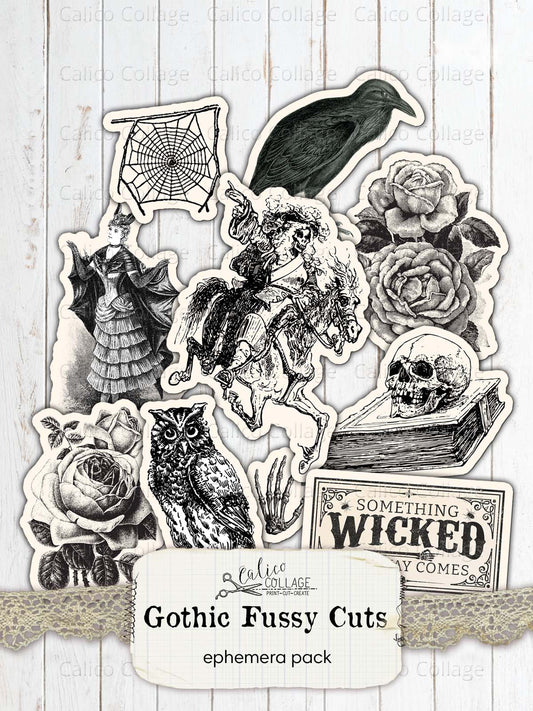 Gothic Fussy Cuts, Halloween Junk Journal Printables