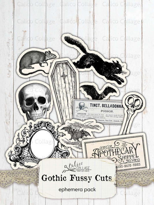 Gothic Fussy Cuts, Halloween Junk Journal Printables