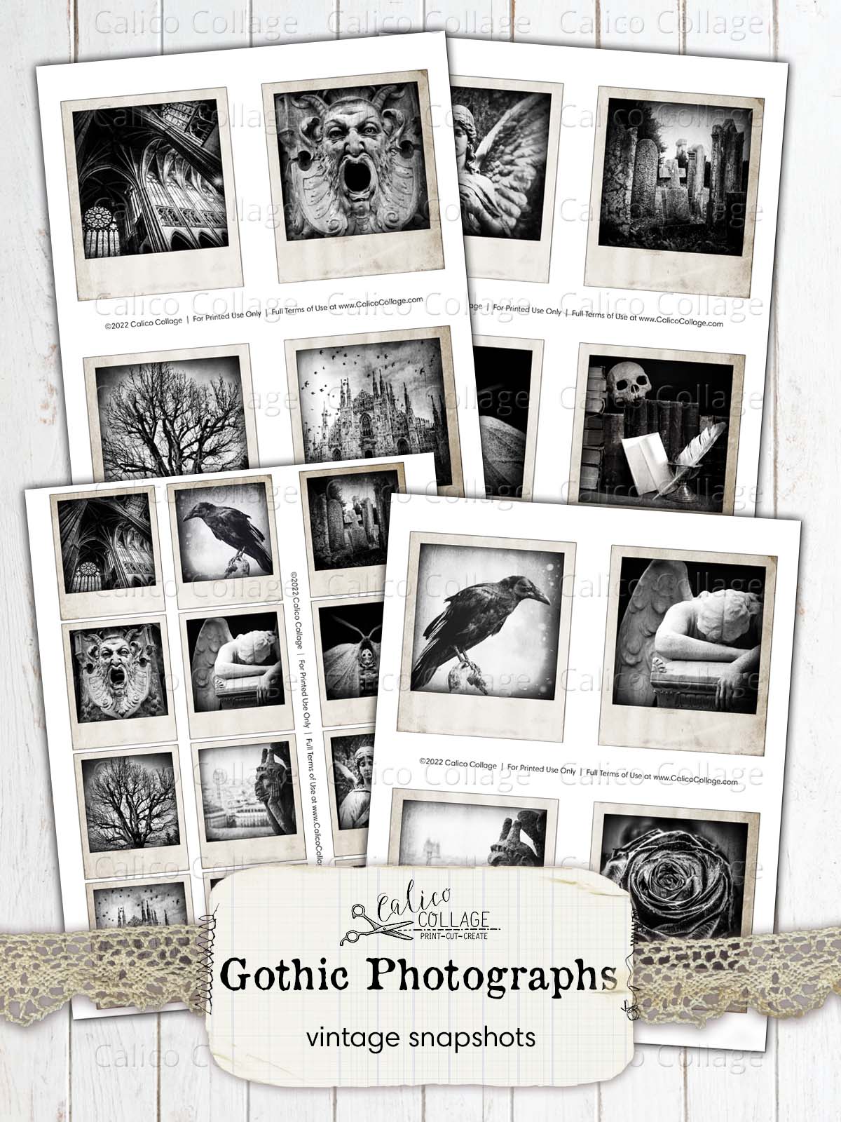 Gothic Photographs, Junk Journal Printable