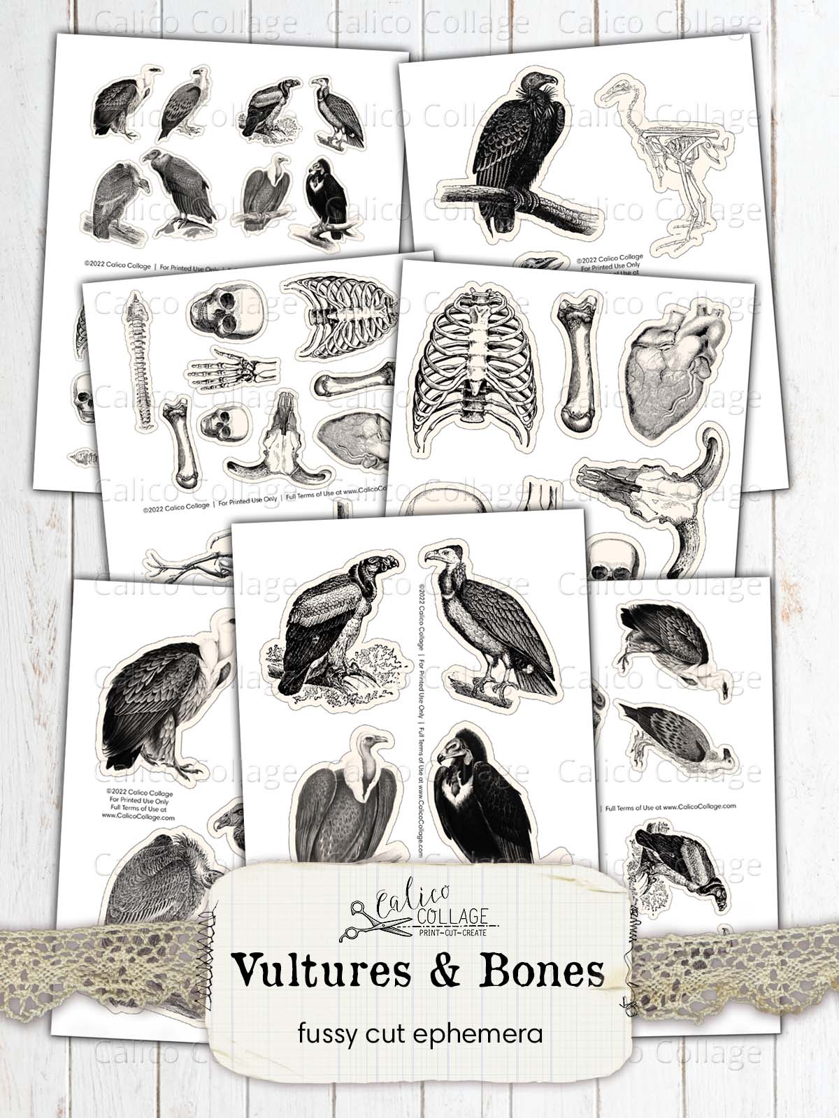 Vultures and Bones Junk Journal Printables