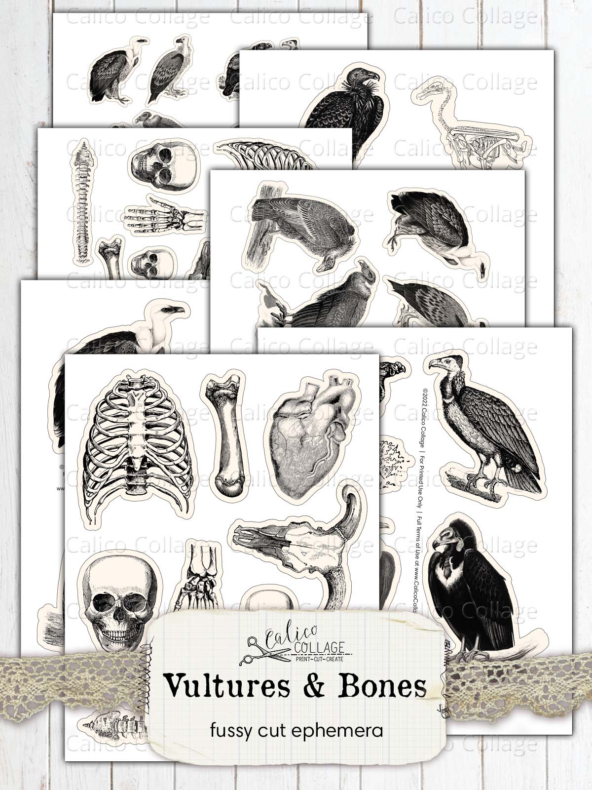 Vultures and Bones Junk Journal Printables