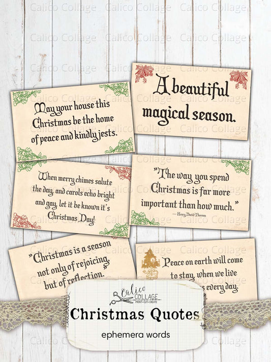 Christmas Quotes, Junk Journal Printable