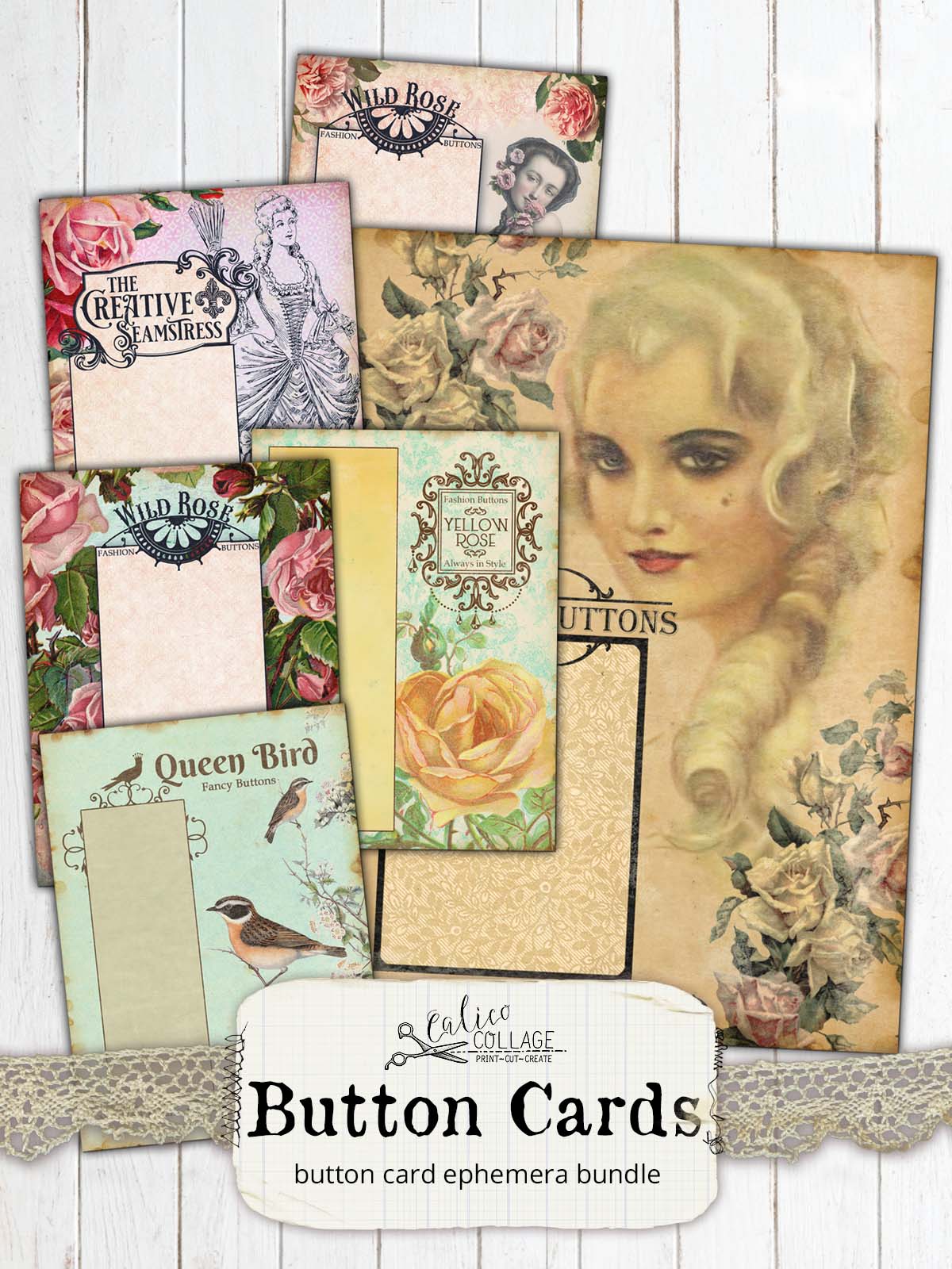 Vintage Button Card Bundle