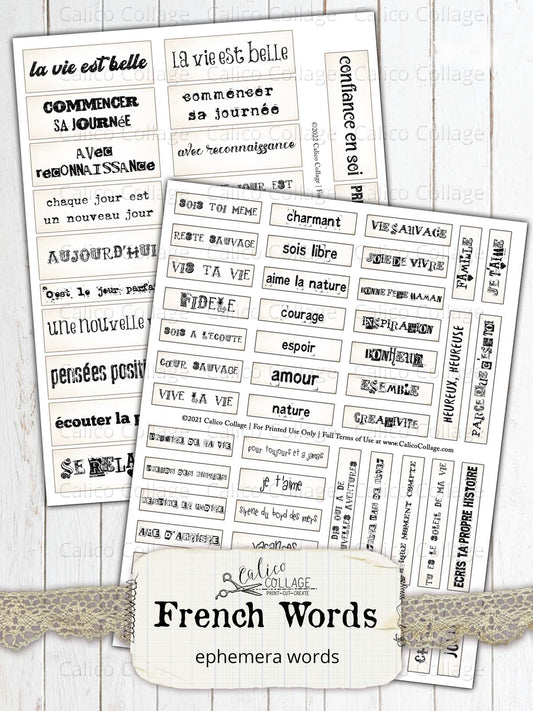French Ephemera Words for Junk Journals, Take Me To Paris