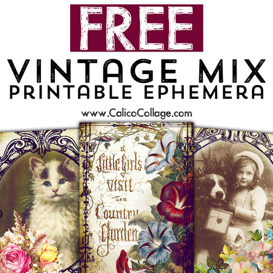 Free Vintage Mix Printable Ephemera, Journal Cards