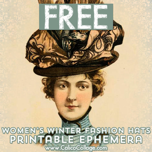 Free Women's Winter Fashion Hats Printable Ephemera