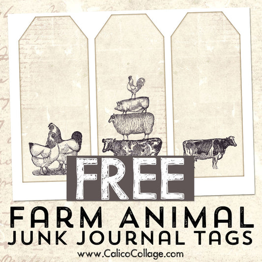 Free Farm Animal Junk Journal Tags