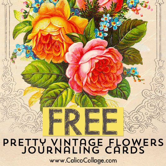 Free Pretty Vintage Flowers Journaling Cards