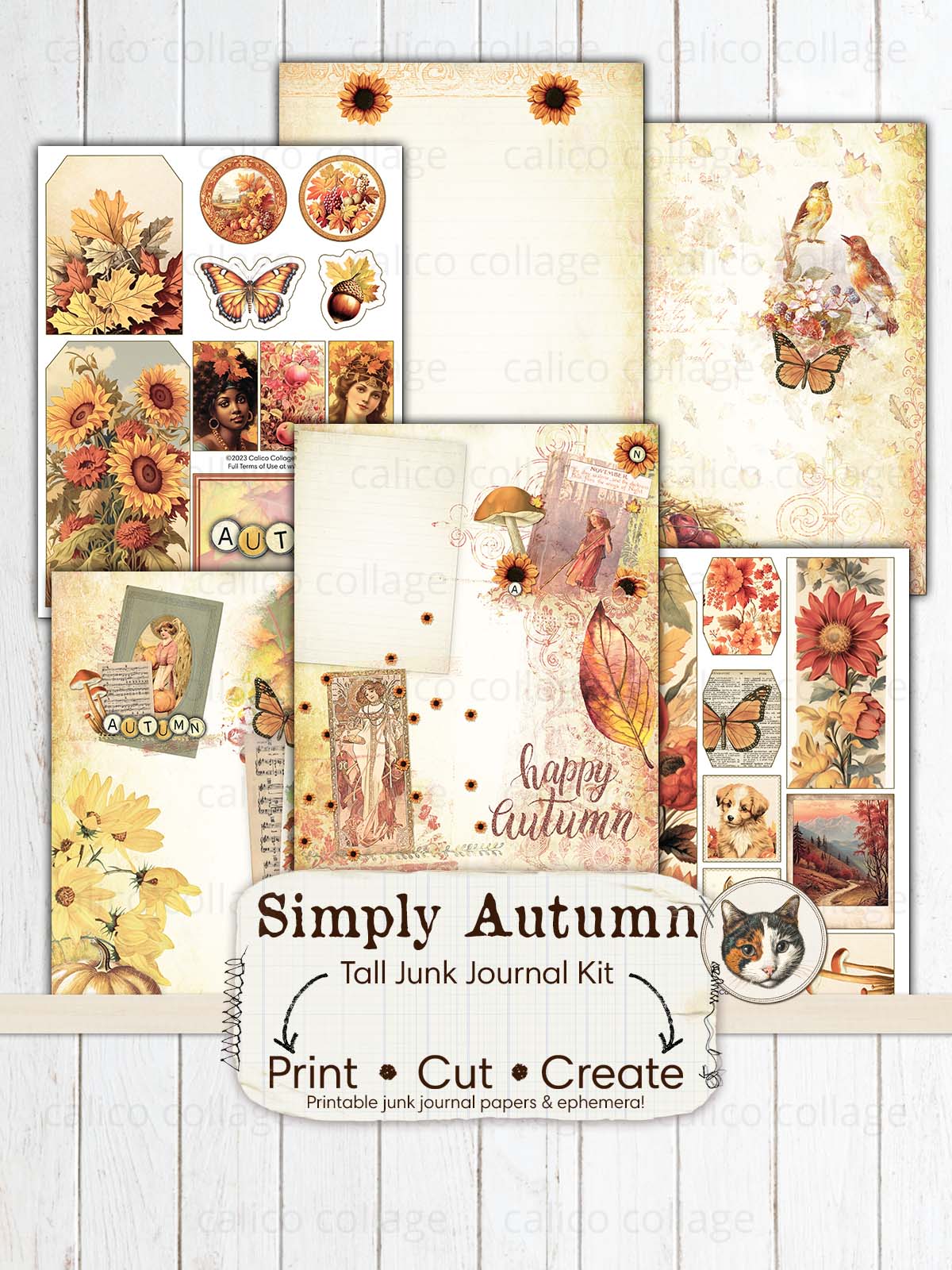Simply Autumn Tall Junk Journal Kit, Fall Ephemera