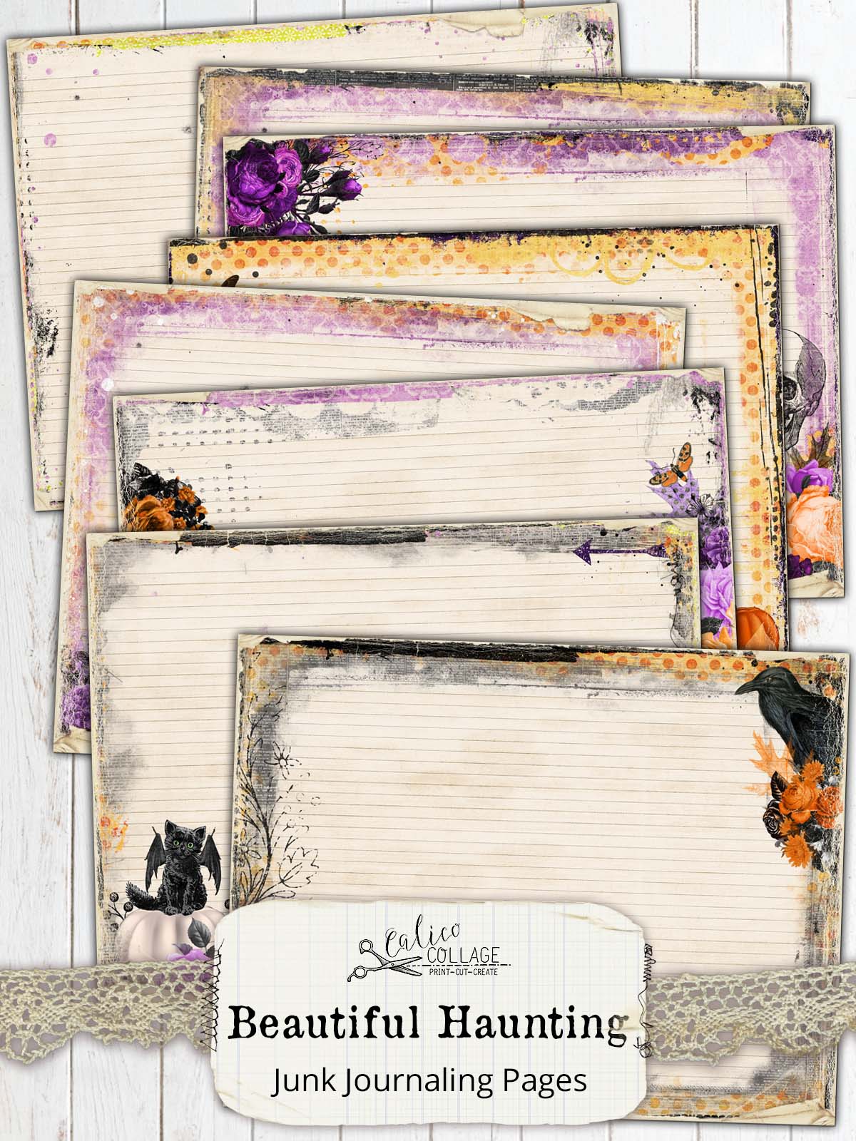 Printable Halloween Papers for Junk Journals