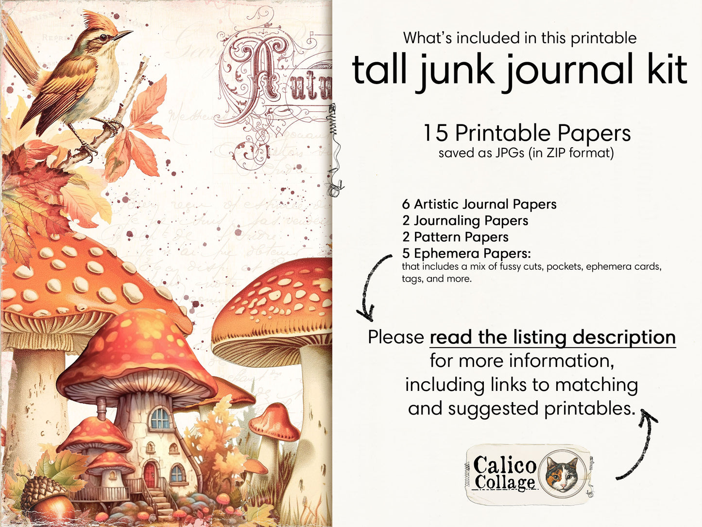 Autumn Fairy Junk Journal Kit, Fall Ephemera