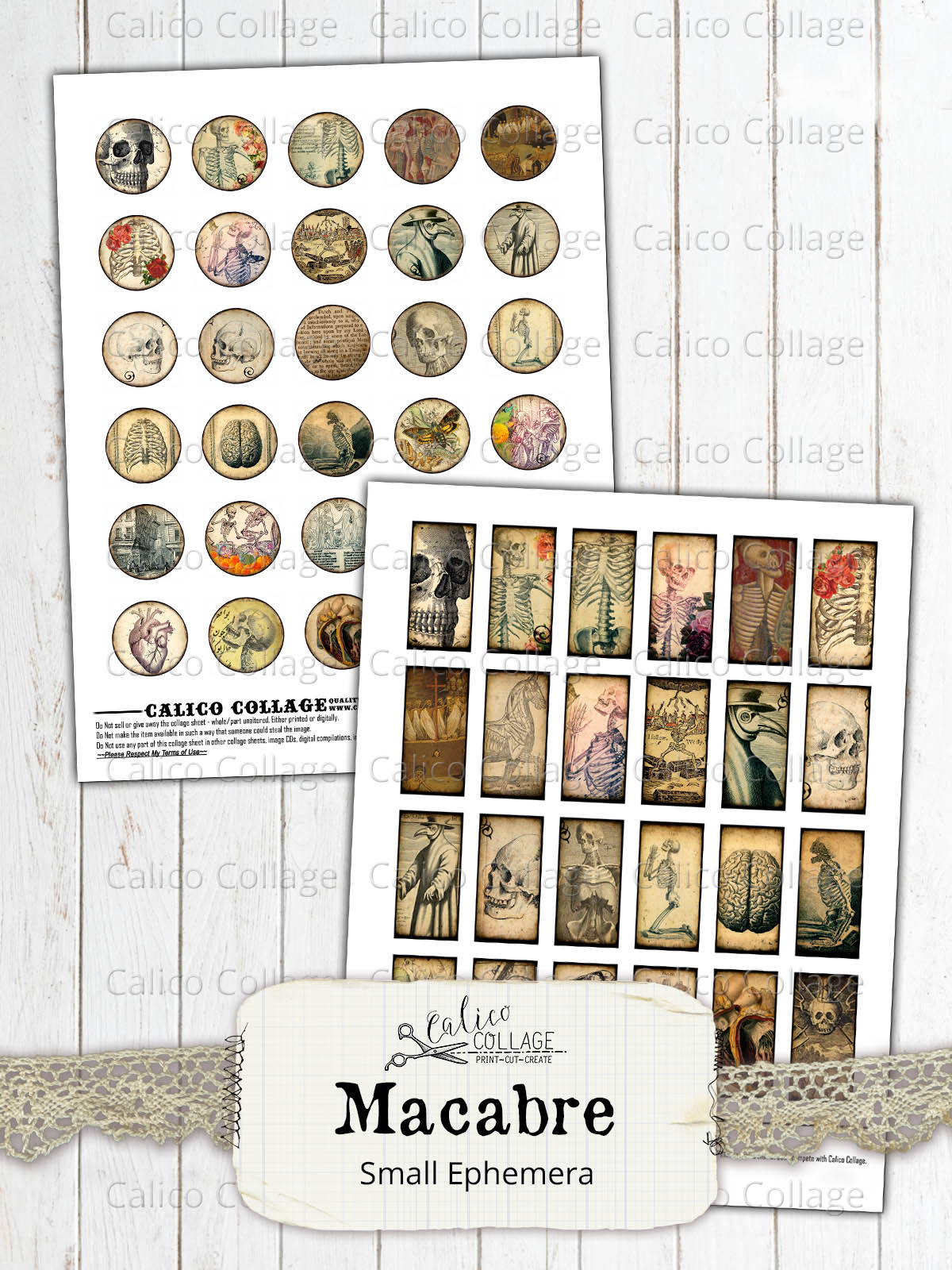 Printable Macabre Ephemera Pack Junk Journal Kit, Vintage Gothic